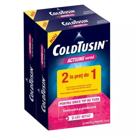 ColdTusin Tuse 20 pastile – Pachet Promo 2 la preț de 1, Perrigo — preț și oferte