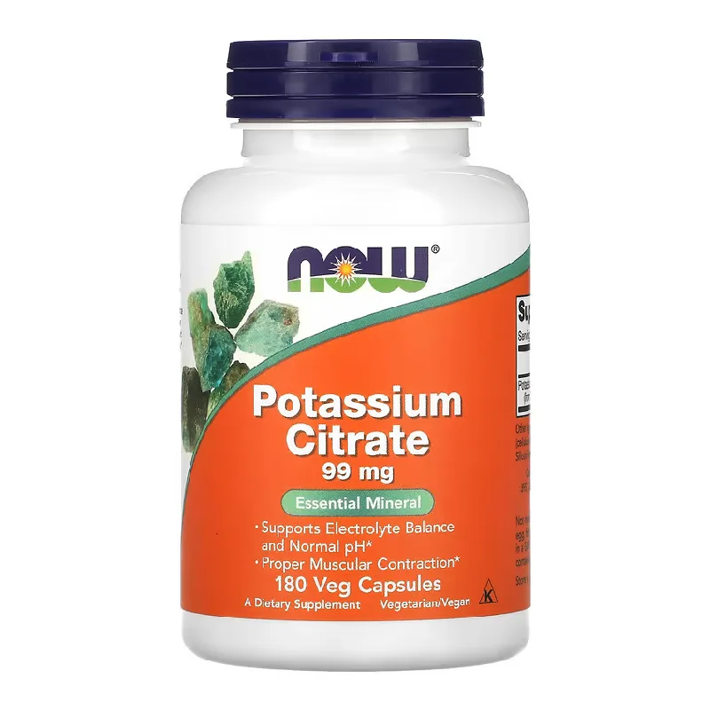 Potasiu Citrat, 99 mg, 180 capsule vegetale, Now Foods — preț și oferte