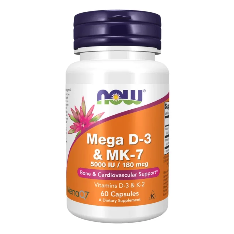 MEGA D-3 + Vitamina K-2 MK7, 60 capsule, Now Foods — preț și oferte