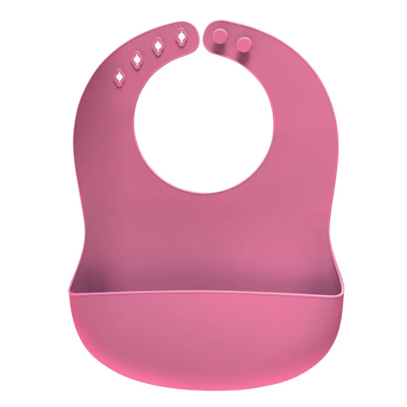 Bavetica roz din silicon moale, reglabila cu buzunar colector 25044, 1 bucata, Reer — preț și oferte
