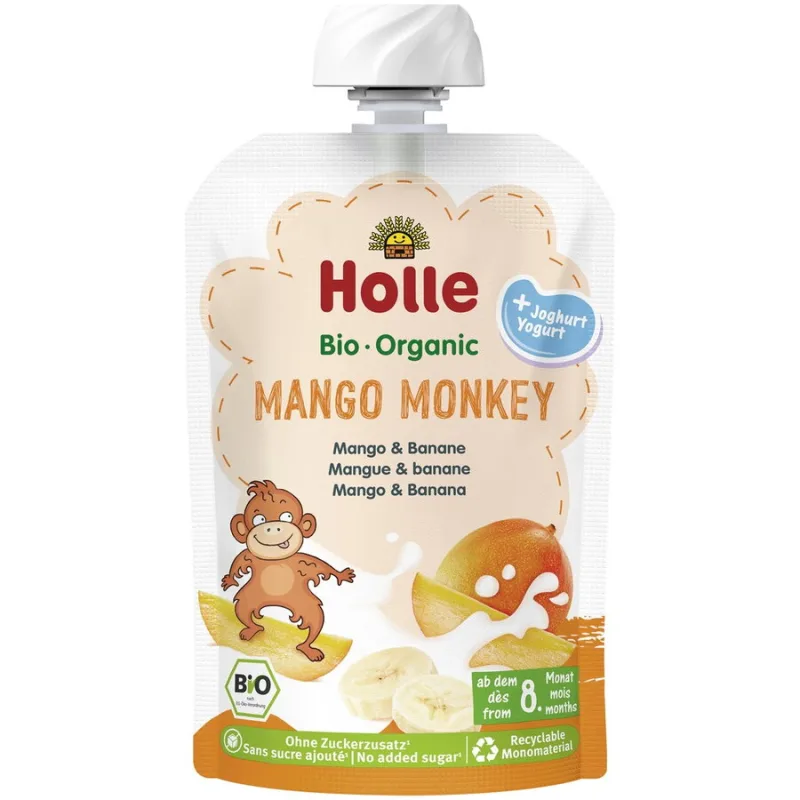 Piure de Mango si Banane cu Iaurt pentru Copii +8 Luni fara Gluten Ecologic/Bio 100g HOLLE — preț și oferte