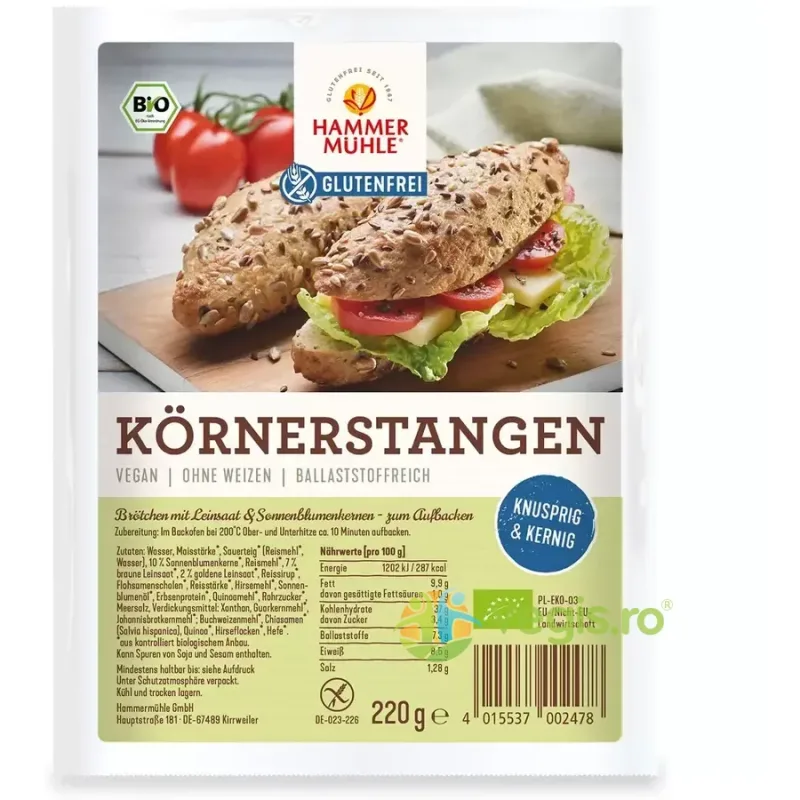 Chifle cu Seminte de In si Floarea Soarelui fara Gluten Ecologice/Bio 220g HAMMER MUHLE — preț și oferte