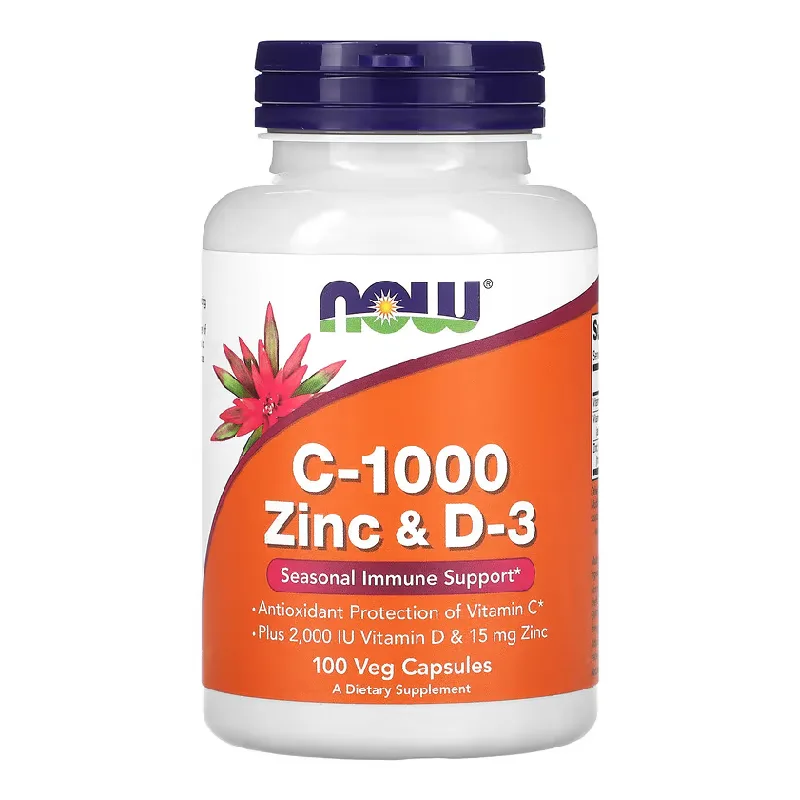Vitamina C-1000, Zinc si D-3, 100 capsule, Now Foods — preț și oferte