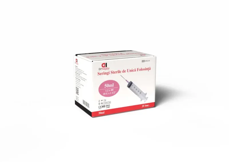 Seringa cu ac 50 ml - 18G x 1 1/2'' (1.2 x 40 mm) 1 bucata, Dr. Happy — preț și oferte