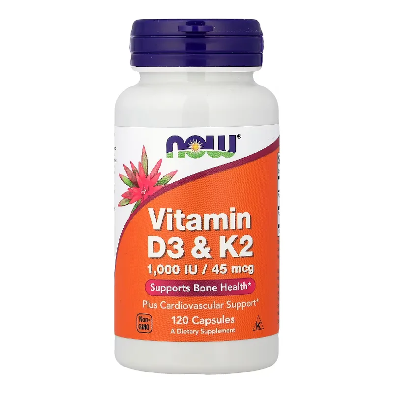 Vitamina D-3 1000UI Si K2 MK4 45 mcg, 120 capsule vegetale, Now Foods — preț și oferte
