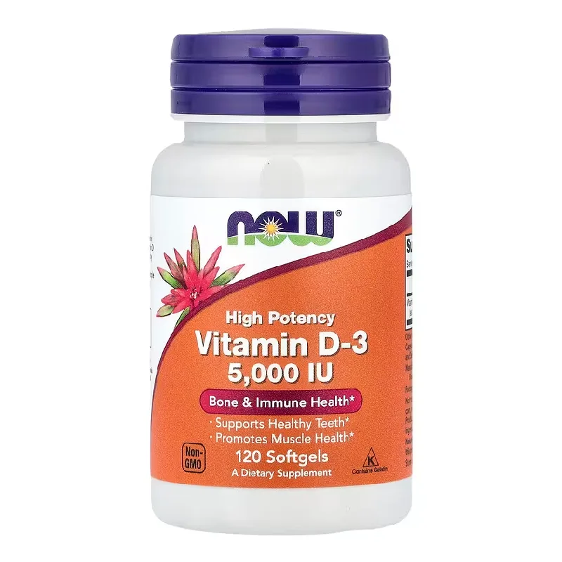 Vitamina D3, 5000 IU, 120 gelule moi, Now Foods — preț și oferte
