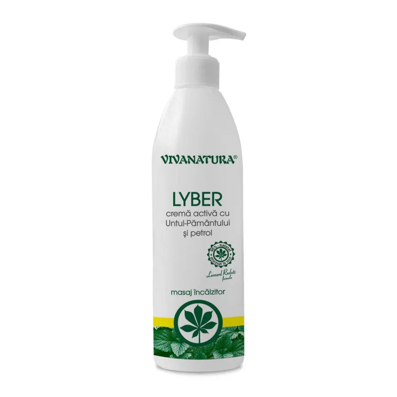 Lyber - Crema antireumatica cu efect de incalzire, cu untul pamantului si petrol 500ml - Viva Natura — preț și oferte
