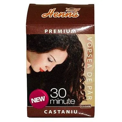 Vopsea de par cu henna, nuanta castaniu, 30 minute - 60g - Henna Sonia — preț și oferte