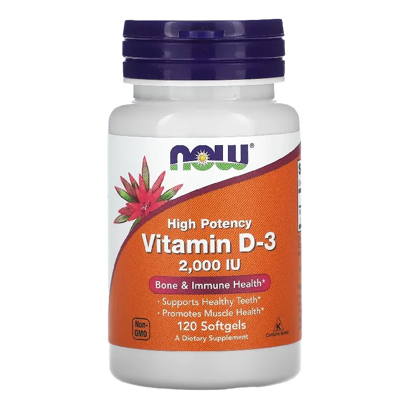 Vitamina D-3, 2,000 UI, 120 gelule moi, Now Foods — preț și oferte