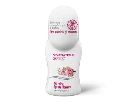 Deodorant natural roll-on Spring Flowers - Zambila si Tuberoza 50ml - Vivanatura — preț și oferte