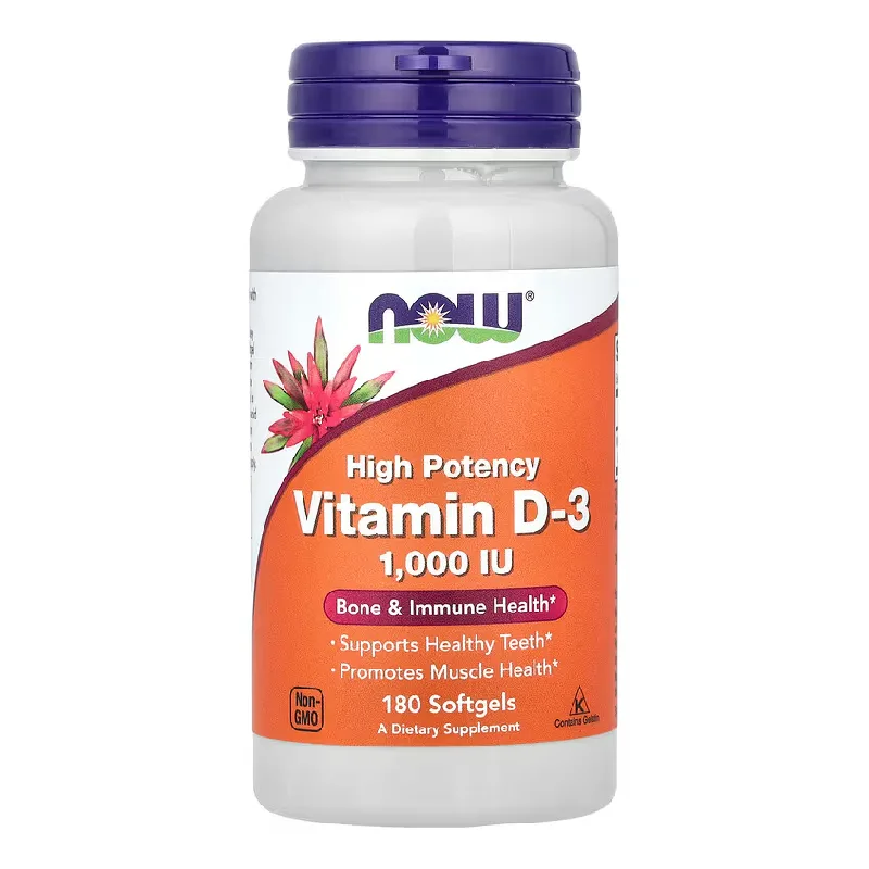 Vitamina D-3, 1,000 UI, 120 gelule moi, Now Foods — preț și oferte