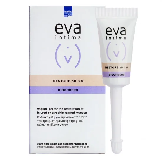 Gel vaginal pentru refacerea mucoasei Eva Intima Restore pH 3.8, 9 aplicatoare vaginale, Intermed — preț și oferte