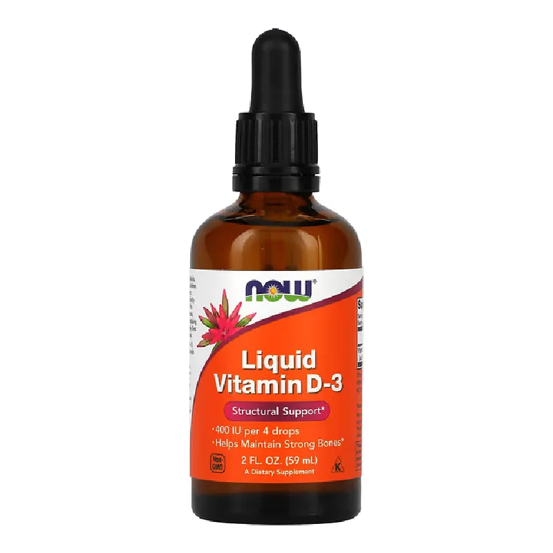 Vitamina D-3 Lichida, 100 IU/picatura, 59 ml, Now Foods — preț și oferte