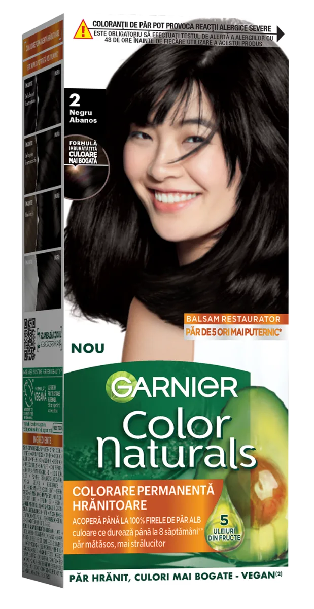 Vopsea de par permanenta Color Naturals 2.0 Negru Abanos, 112ml, Garnier — preț și oferte