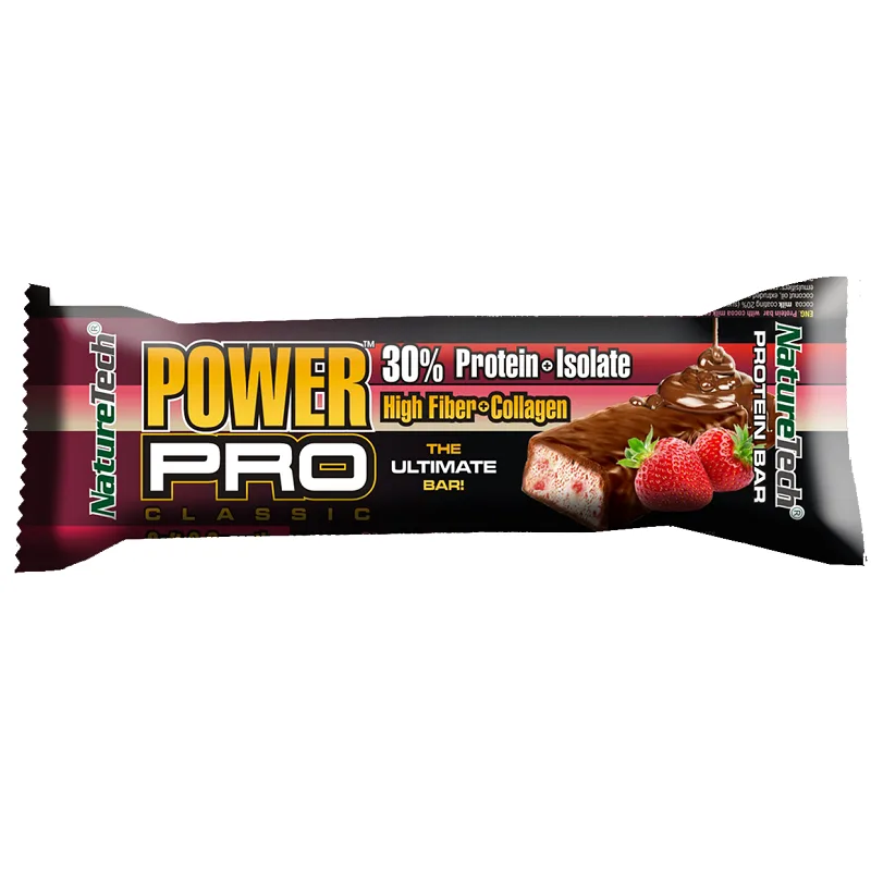 Baton energizant cu capsuni si ciocolata Power Pro, 80g, Nature Tech — preț și oferte