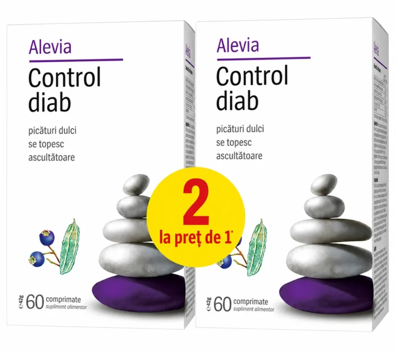 Control Diab, 60 + 60 Comprimate, Pachet 1+1 Gratuit, Alevia — preț și oferte
