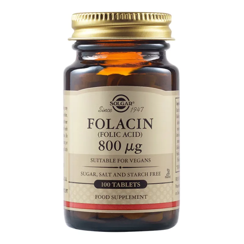 Acid folic Folacin 800mcg, 100 tablete, Solgar — preț și oferte