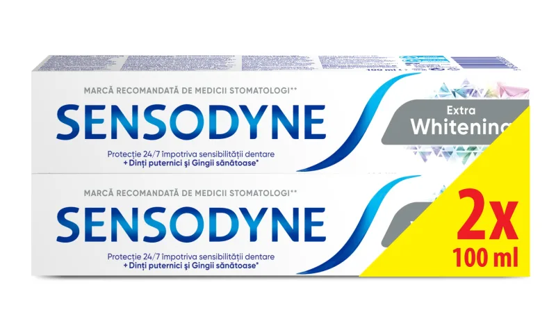 Pachet Pasta de dinti Extra Whitening, 2 x 100ml, Sensodyne — preț și oferte