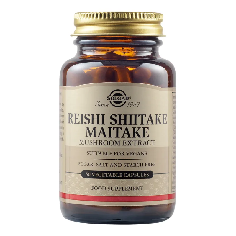 Extract din Ciuperci Reishi, Shiitake și Maitake 50 capsule, Solgar — preț și oferte