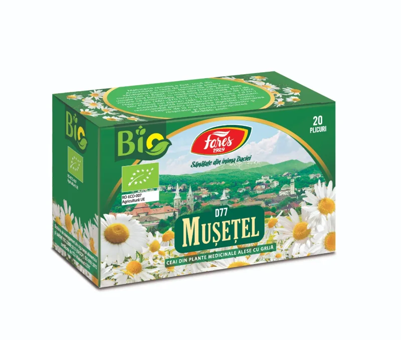 Ceai de musetel bio D77, 20 plicuri, Fares — preț și oferte