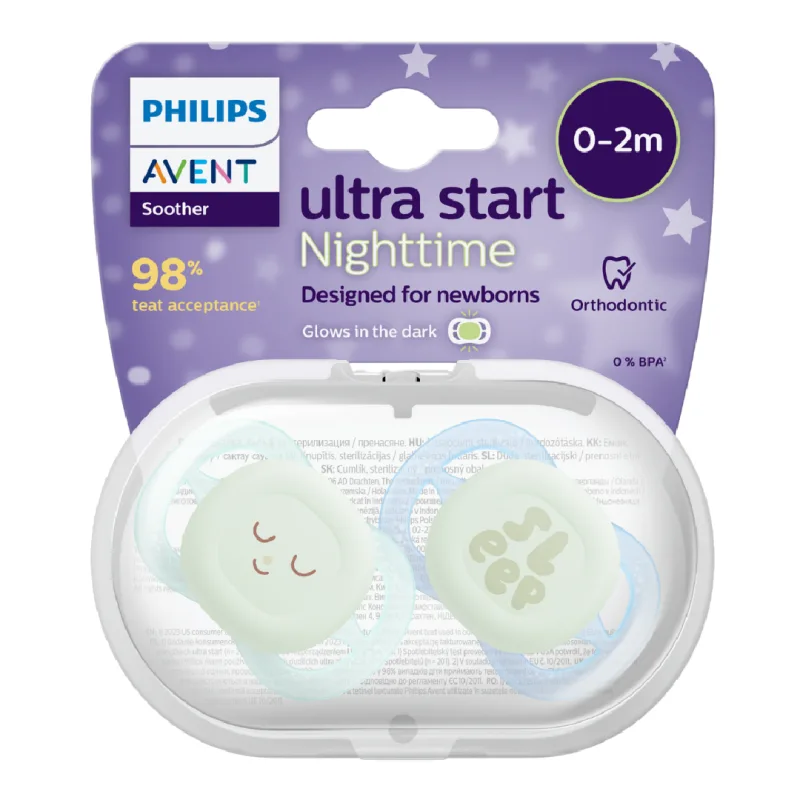 Suzete Ultra Start de noapte, 0-2 luni, SCF075/18, Sleep, 2 bucati, Philips Avent — preț și oferte
