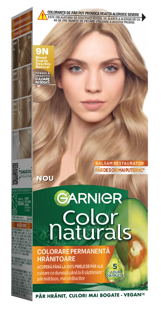 Vopsea de par permanenta Color Naturals 9N Blond Natural Deschis, 112ml, Garnier — preț și oferte