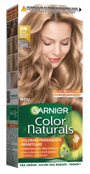 Vopsea de par permanenta Color Naturals 8N Blond Deschis Natural, 112ml, Garnier