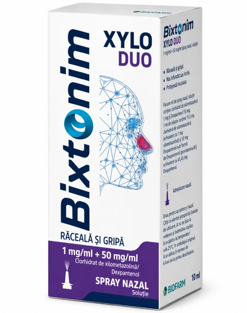 Bixtonim Xylo Duo 1 mg/ml + 50 mg/ml Spray Nazal, Soluție, 10 ml, Biofarm BIOFARM S.A. — preț și oferte