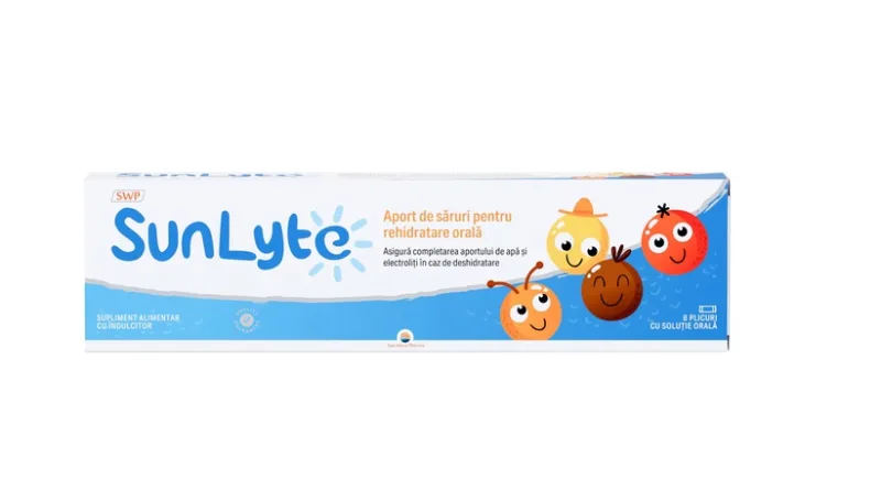Sun-Lyte Săruri de Rehidratare, Aromă Cola, 8 Plicuri, Sun Wave Pharma — preț și oferte