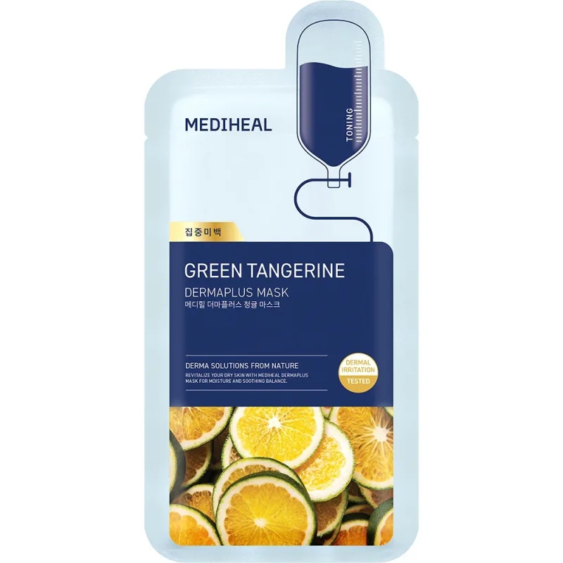 Mască de față iluminatoare, Dermaplus Green Tangerine Sheet Mask, 22 ml, Mediheal — preț și oferte