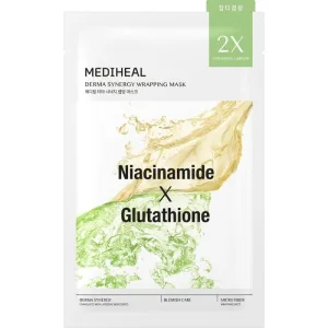 Mască de față pentru luminozitate, Derma Synergy Wrapping Mask Niacinamide x Glutathione, 25 ml, Mediheal