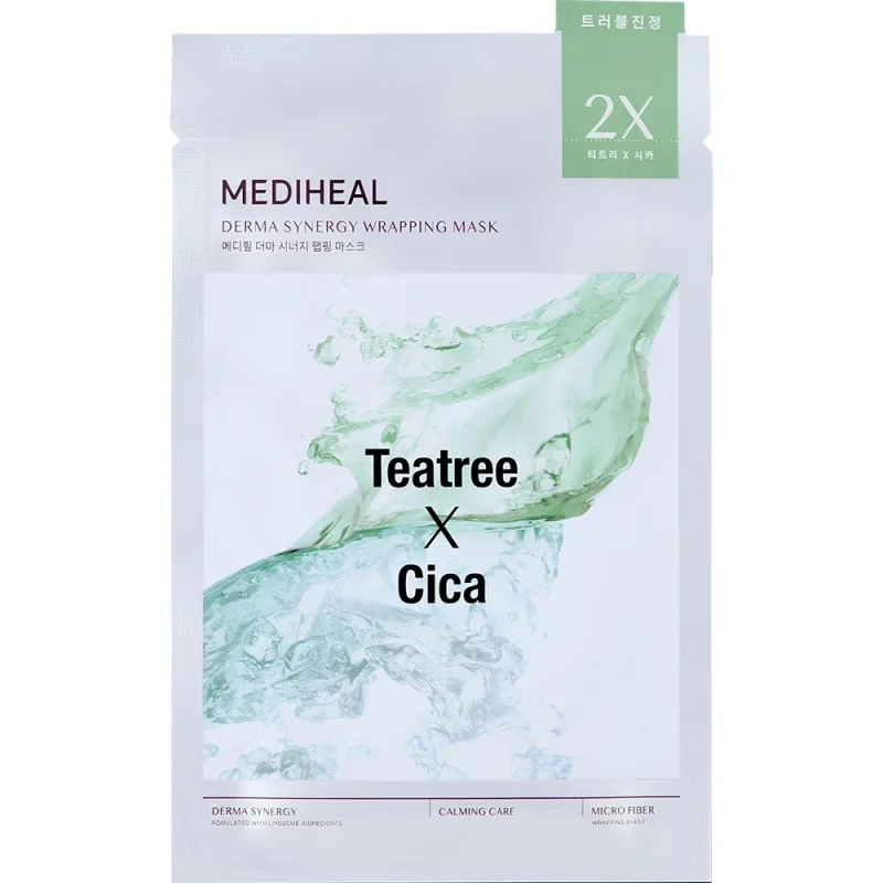 Mască de față pentru calmare, Derma Synergy Wrapping Mask Tea Tree x Cica, 25 ml, Mediheal — preț și oferte