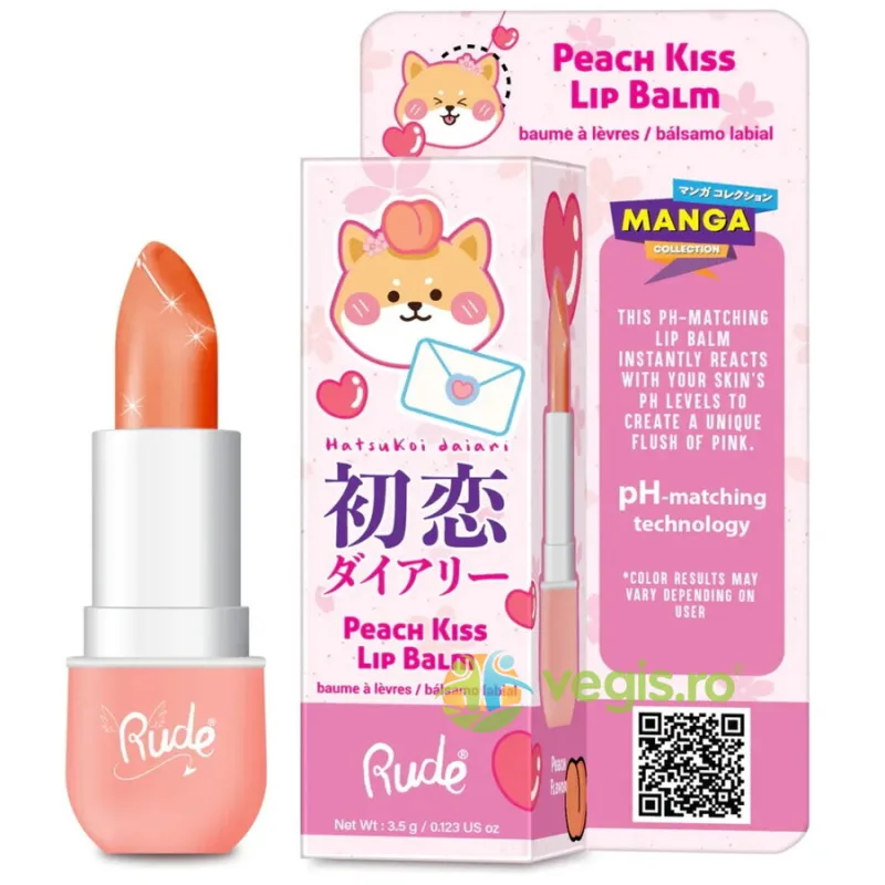 Balsam de Buze cu pH-Reactiv cu Aroma de Piersica Peach Kiss 3.5g RUDE COSMETICS — preț și oferte