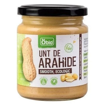 Unt de arahide smooth bio, 250g, OBio — preț și oferte