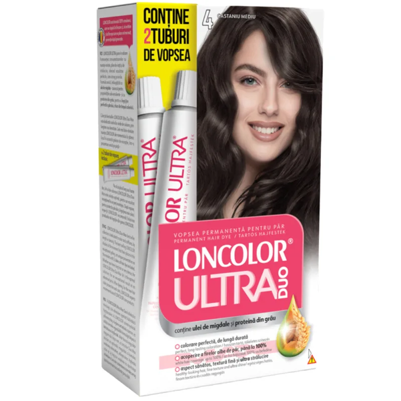 Vopsea de par permanenta Ultra Duo Max Nr. 4, 200ml, Loncolor — preț și oferte