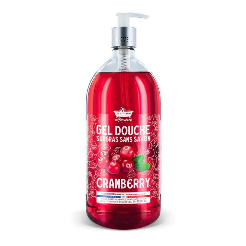 Gel de dus cu Merisoare Surgras fara sapun, 1l, Les Petites Bains de Provence — preț și oferte