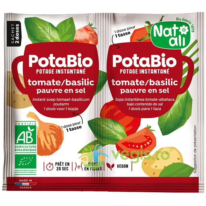 Supa Instant cu Rosii, Busuioc si Legume Ecologica/Bio 2x8.5g NAT-ALI — preț și oferte