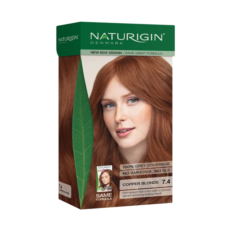 Vopsea de par Copper Blonde 7.4, 115ml, Naturigin — preț și oferte