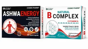 AshwaEnergy, 30 Capsule + Natural B Complex, 30 Capsule Vegetale, Cosmopharm