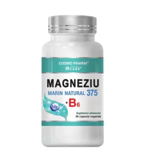 Magneziu Marin Natural 375 mg + Vitamina B6, 30 Capsule Vegetale, Cosmopharm