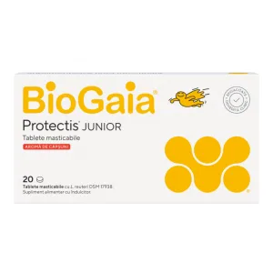 Protectis Junior cu aroma de capsuni, 20 comprimate masticabile, BioGaia