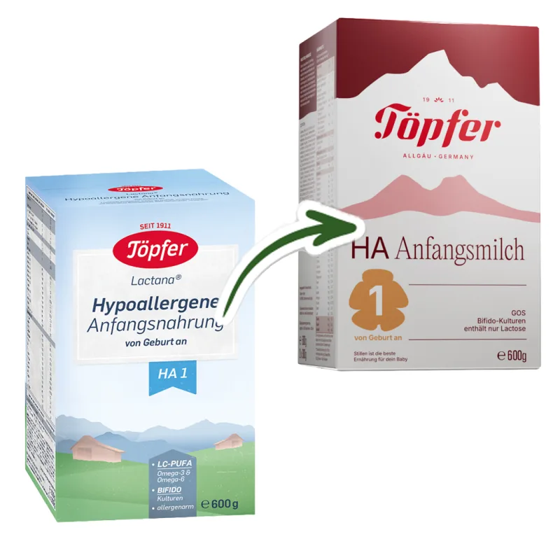Lapte praf hipoalergenic HA1, de la nastere, 600g, Topfer — preț și oferte