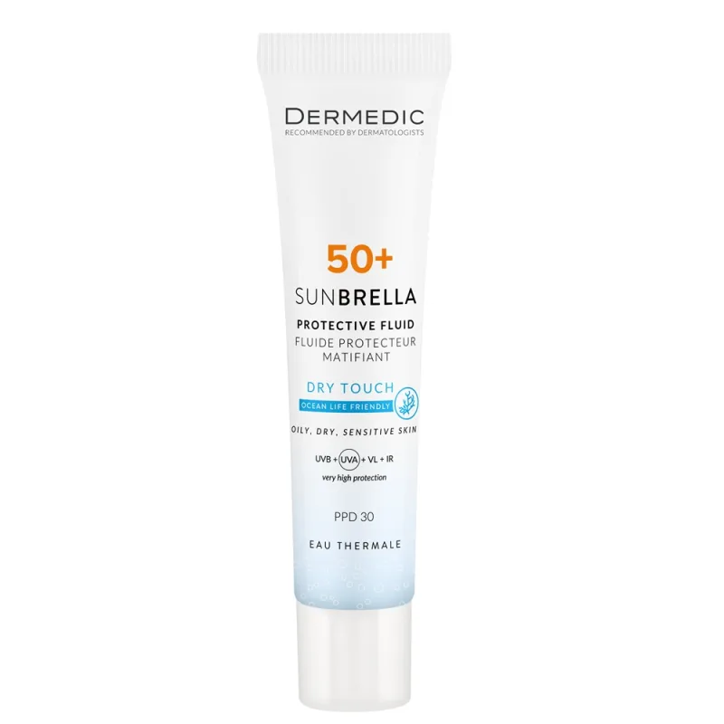 Protectie solara cu SPF 50+ pentru fata matifianta Sunbrella, 40ml, Dermedic — preț și oferte