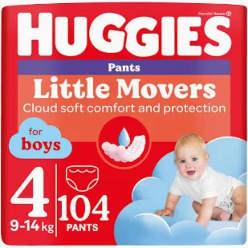 Scutece chilotel Little Movers Pants Mega marimea 4 pentru baieti intre 9-14 kg, 104 bucati, Huggies — preț și oferte
