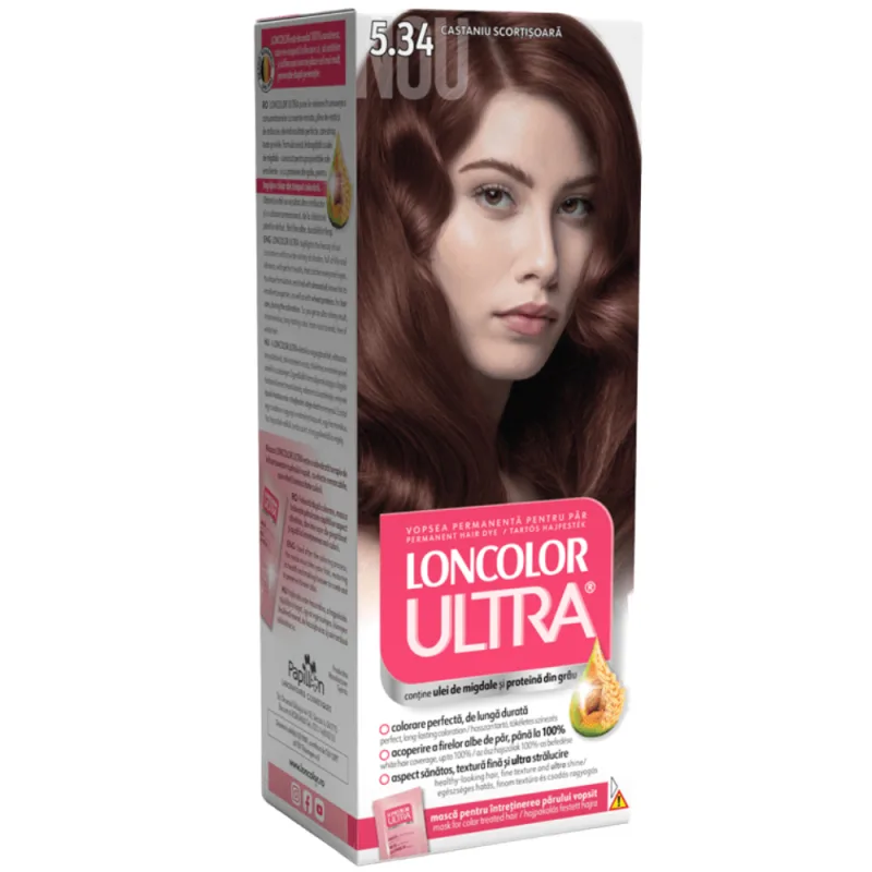 Vopsea de par permanenta Ultra Nr. 5.34, 110ml, Loncolor — preț și oferte