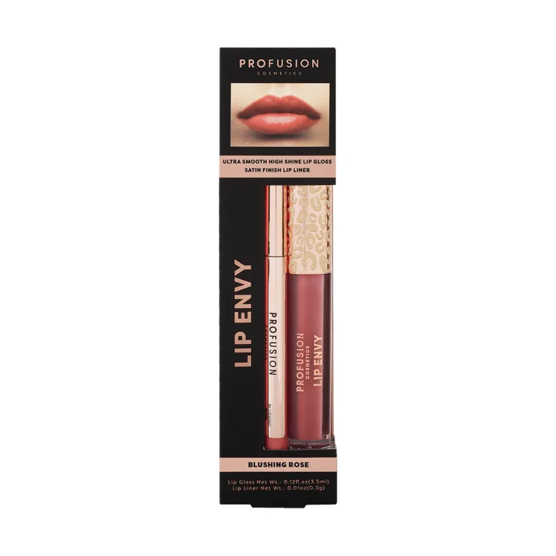 Set Luciu de buze ultra neted si lucios 3.5ml + Creion pentru buze cu finish satinat 0.3g Lip Envy Blushing Rose, Profusion Cosmetics — preț și oferte