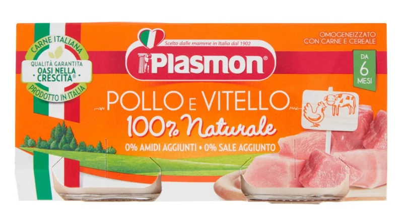 Piure din carne de pui si vitel fara gluten, 2 x 80g, Plasmon — preț și oferte