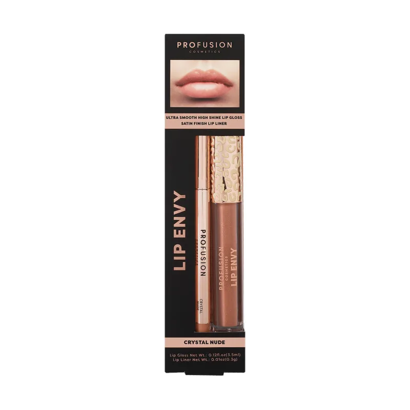 Set Luciu de buze ultra neted si lucios 3.5ml + Creion pentru buze cu finish satinat 0.3g Lip Envy Crystal Nude, Profusion Cosmetics — preț și oferte