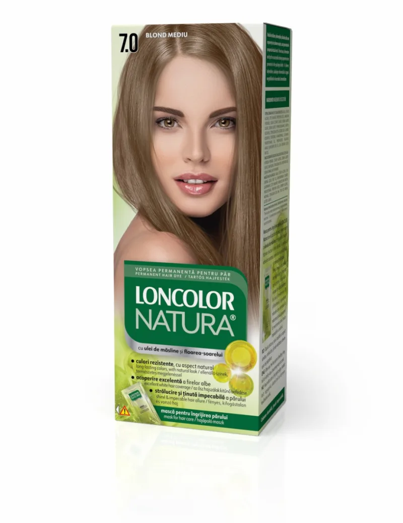 Vopsea de par permanenta Natura Nr. 7.0, 110ml, Loncolor — preț și oferte