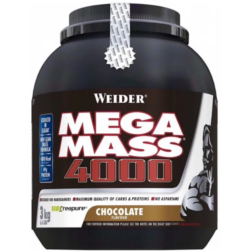 Gainer proteic cu aroma de ciocolata Mega Mass 4000, 3000g, Weider — preț și oferte
